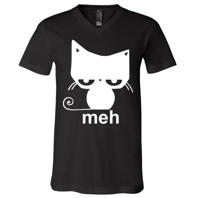 Meh Cat Funny Meme V-Neck T-Shirt