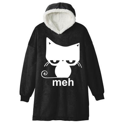 Meh Cat Funny Meme Hooded Wearable Blanket