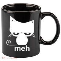 Meh Cat Funny Meme 11oz C Handle Ceramic Mug