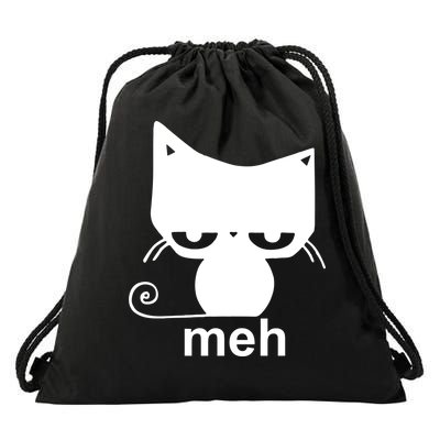 Meh Cat Funny Meme Drawstring Bag