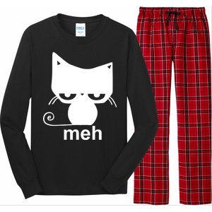 Meh Cat Funny Meme Long Sleeve Pajama Set