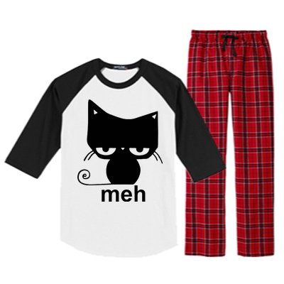 Meh Cat Funny Meme Raglan Sleeve Pajama Set