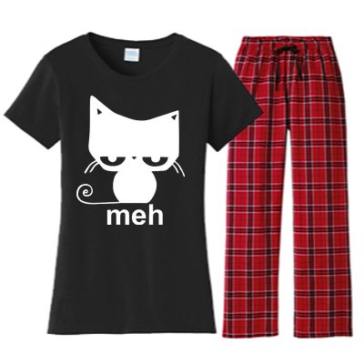 Meh Cat Funny Meme Women's Flannel Pajama Set