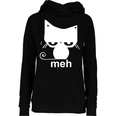 Meh Cat Funny Meme Womens Funnel Neck Pullover Hood