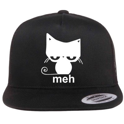 Meh Cat Funny Meme Flat Bill Trucker Hat