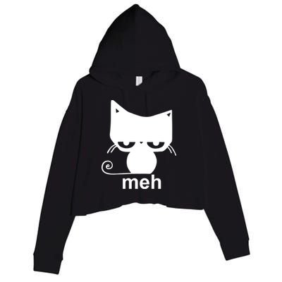 Meh Cat Funny Meme Crop Fleece Hoodie