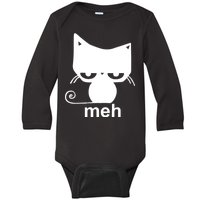 Meh Cat Funny Meme Baby Long Sleeve Bodysuit