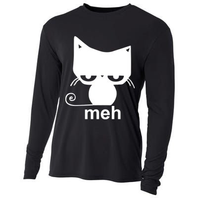 Meh Cat Funny Meme Cooling Performance Long Sleeve Crew