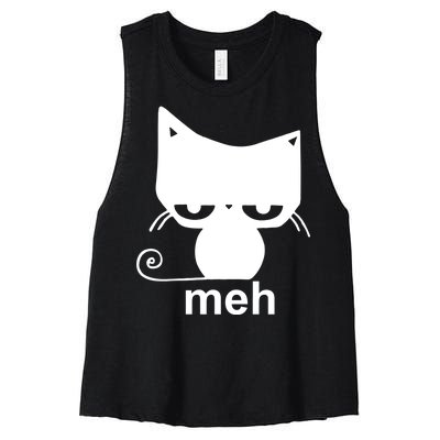 Meh Cat Funny Meme Women's Racerback Cropped Tank