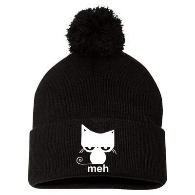 Meh Cat Funny Meme Pom Pom 12in Knit Beanie