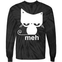 Meh Cat Funny Meme Tie-Dye Long Sleeve Shirt