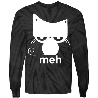 Meh Cat Funny Meme Tie-Dye Long Sleeve Shirt