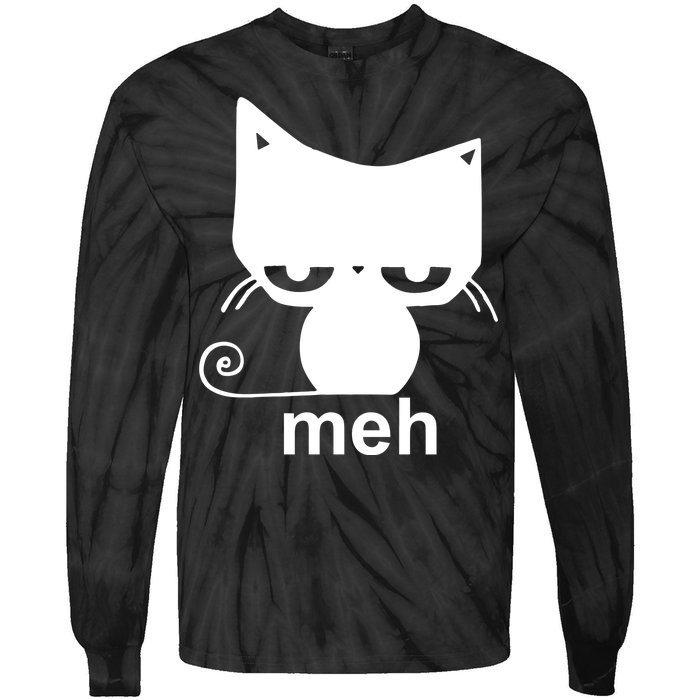 Meh Cat Funny Meme Tie-Dye Long Sleeve Shirt