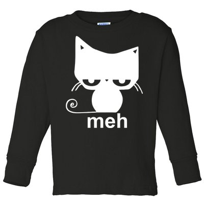 Meh Cat Funny Meme Toddler Long Sleeve Shirt