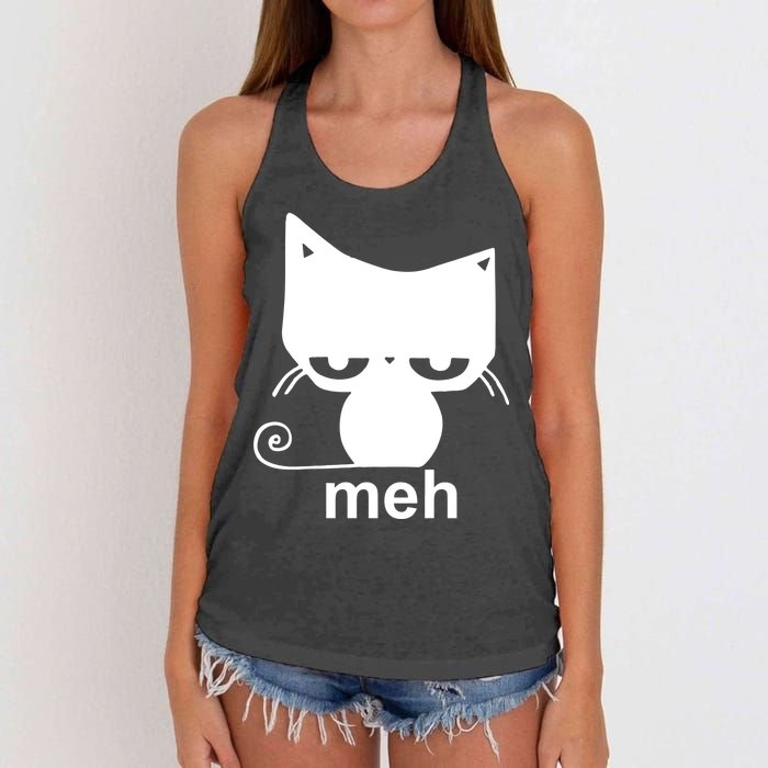 Meh Cat Funny Meme Women's Knotted Racerback Tank