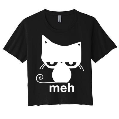 Meh Cat Funny Meme Women's Crop Top Tee