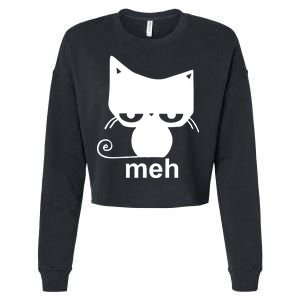 Meh Cat Funny Meme Cropped Pullover Crew