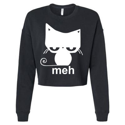 Meh Cat Funny Meme Cropped Pullover Crew