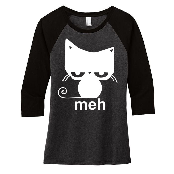 Meh Cat Funny Meme Women's Tri-Blend 3/4-Sleeve Raglan Shirt