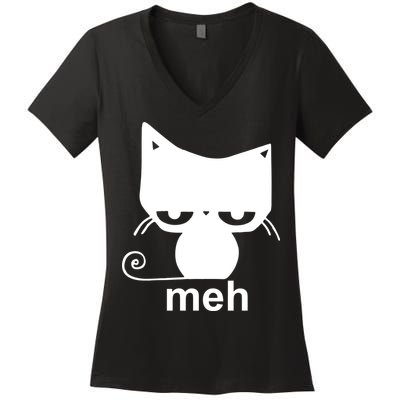 Meh Cat Funny Meme Women's V-Neck T-Shirt