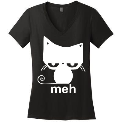 Meh Cat Funny Meme Women's V-Neck T-Shirt