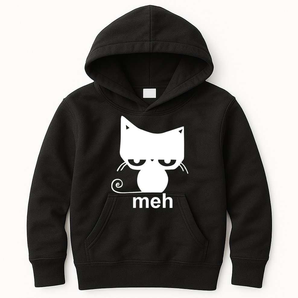 Meh Cat Funny Meme Kids Hoodie