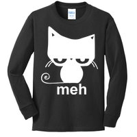 Meh Cat Funny Meme Kids Long Sleeve Shirt