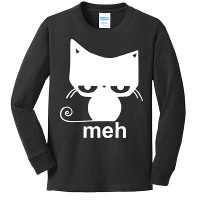 Meh Cat Funny Meme Kids Long Sleeve Shirt