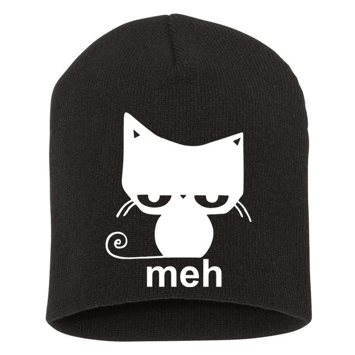 Meh Cat Funny Meme Short Acrylic Beanie