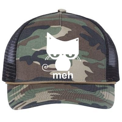 Meh Cat Funny Meme Retro Rope Trucker Hat Cap