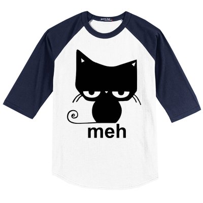 Meh Cat Funny Meme Baseball Sleeve Shirt