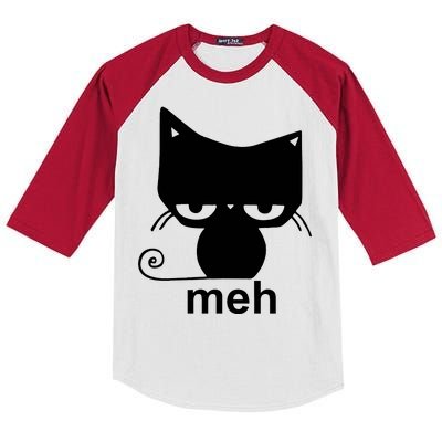 Meh Cat Funny Meme Kids Colorblock Raglan Jersey