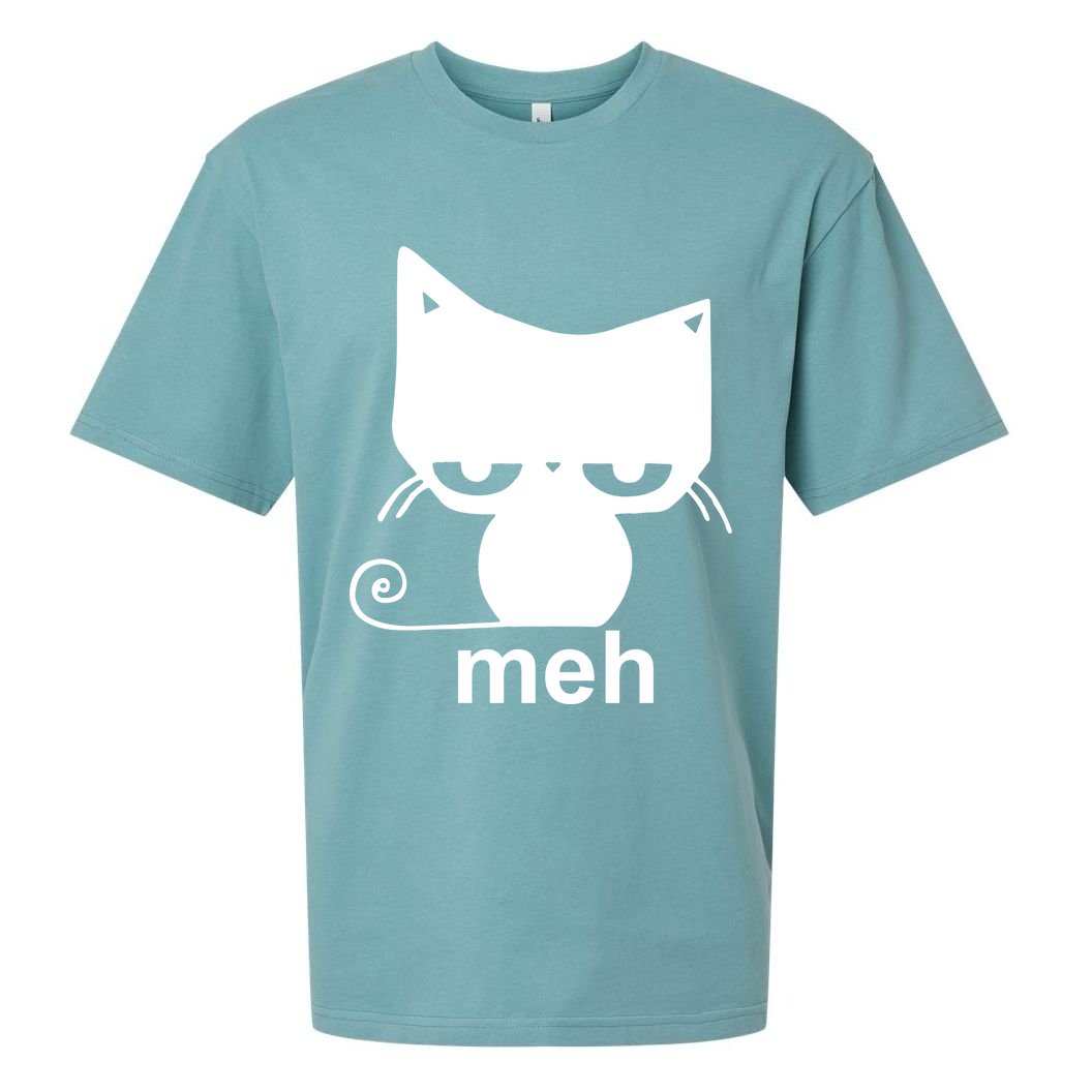 Meh Cat Funny Meme Sueded Cloud Jersey T-Shirt
