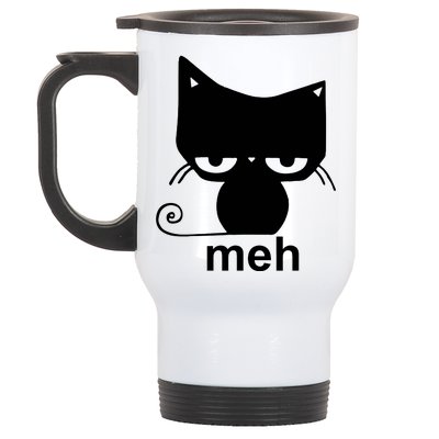 Meh Cat Funny Meme Stainless Steel Travel Mug