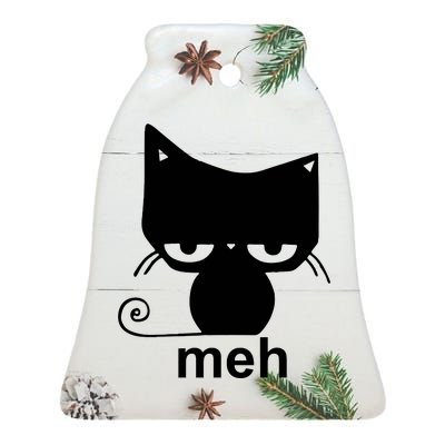 Meh Cat Funny Meme Ceramic Bell Ornament