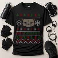 MEH! Christmas Cat Ugly Sweater Cooling Performance Crew T-Shirt