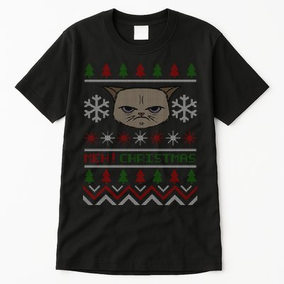 MEH! Christmas Cat Ugly Sweater Tall T-Shirt