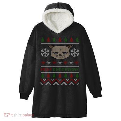 MEH! Christmas Cat Ugly Sweater Hooded Wearable Blanket