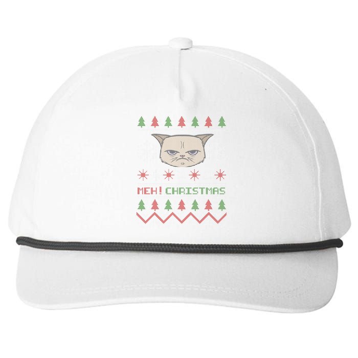 MEH! Christmas Cat Ugly Sweater Snapback Five-Panel Rope Hat