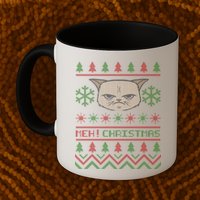 MEH! Christmas Cat Ugly Sweater Mug