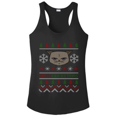 MEH! Christmas Cat Ugly Sweater Ladies PosiCharge Competitor Racerback Tank
