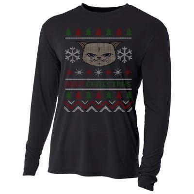 MEH! Christmas Cat Ugly Sweater Cooling Performance Long Sleeve Crew