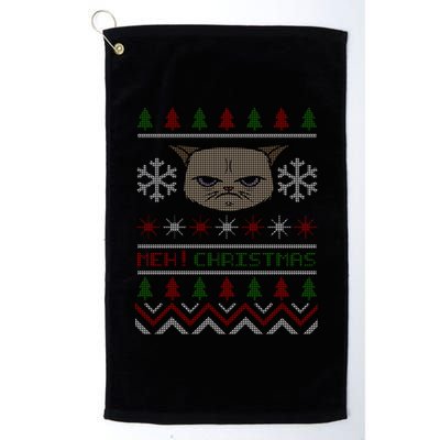 MEH! Christmas Cat Ugly Sweater Platinum Collection Golf Towel