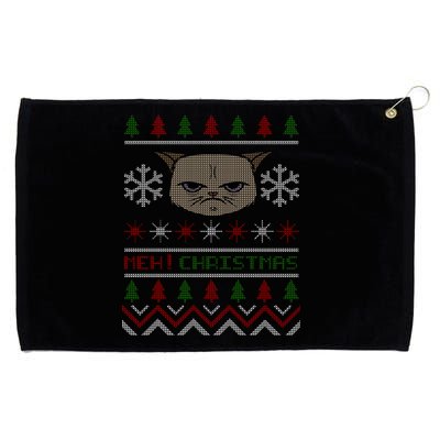 MEH! Christmas Cat Ugly Sweater Grommeted Golf Towel