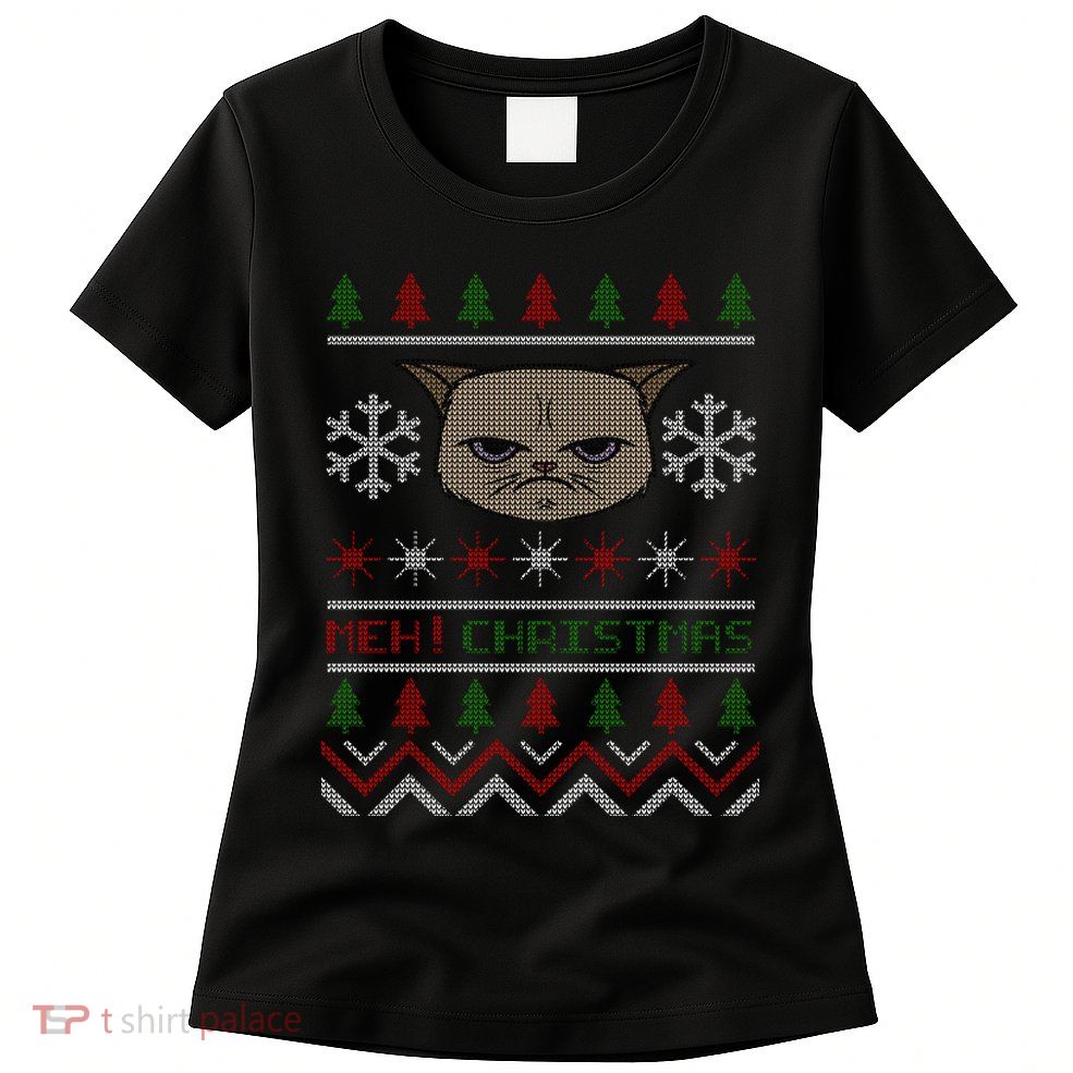 MEH! Christmas Cat Ugly Sweater Womens T-Shirt