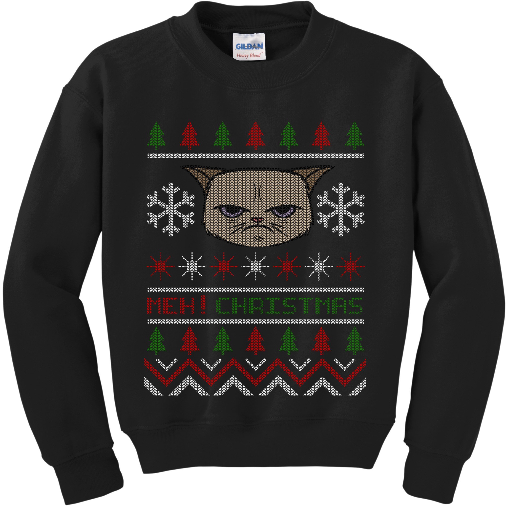MEH! Christmas Cat Ugly Sweater Kids Sweatshirt