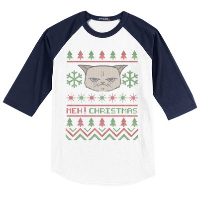 MEH! Christmas Cat Ugly Sweater Baseball Sleeve Shirt