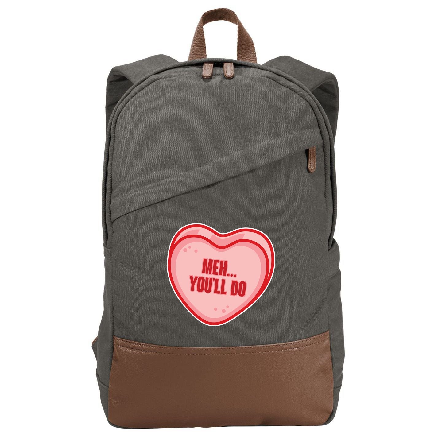Meh You'll Do Funny Anti Valentine Cotton Canvas Backpack