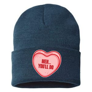 Meh You'll Do Funny Anti Valentine Sustainable Knit Beanie