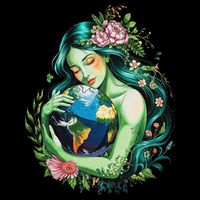 Mother Earth Hugging Planet Cool Earth Day Save Our Planet Flat Bill Trucker Hat